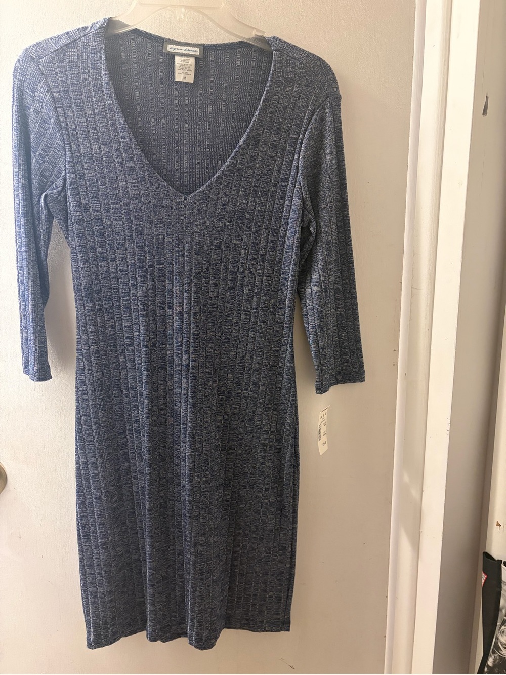 Kohl's Blue Ribbed V-Neck Midi Dress